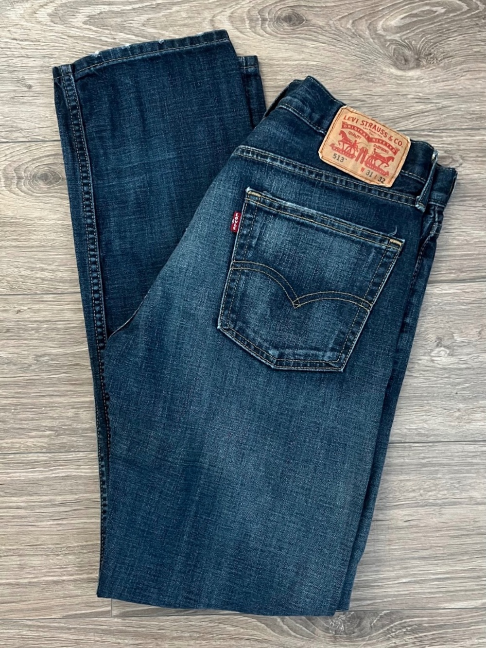 LEVI LEVIS Strauss 513 W31 L32 Regular Fit Straight Leg Blue Denim Mens Jeans